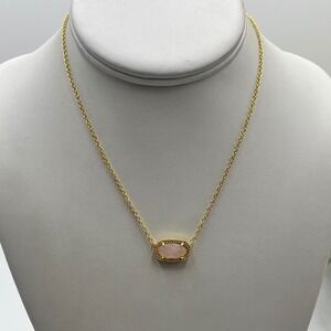 Kendra Scott Elisa Dainty Rose Quartz Pendant Gold Plated Necklace